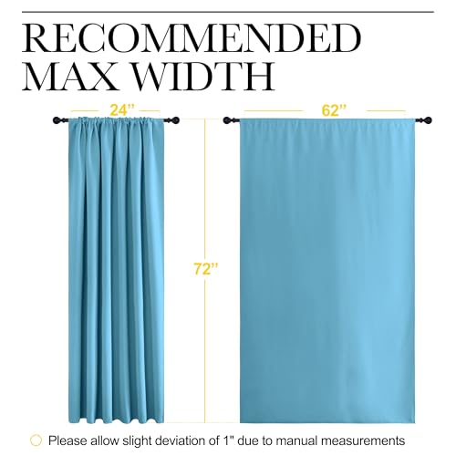 2 Panels Blackout Curtains (Teal Blue / 62"W x 72"L (Pack of 2))
