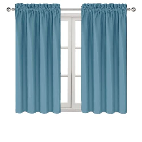 Blackout Curtains for Bedroom Living Room 38 x 45 Inch Long 2 Panels (Stone Blue / 38"W x 45"L (Pack of 2))