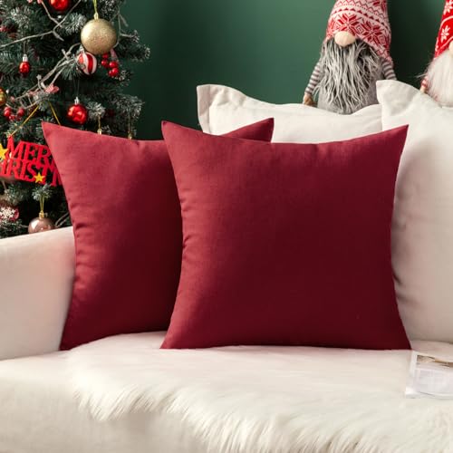Decorative Outdoor Pillow Covers Christmas 18x18 Wine Red (18" x 18" (Pack of 2) / Wine Red)