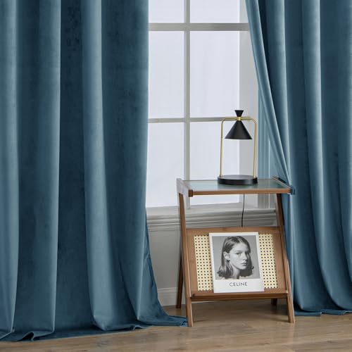 Velvet Curtains Dark Slate Blue 52 x 108 Inch Length Set of 2 (Dark Slate / 52"W x 108"L (Pack of 2))