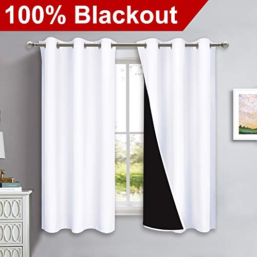 Pure White Blackout Curtains for Kitchen 42" w x 63" L 2 Panels (Pure White / 42"W x 63"L (Pack of 2))