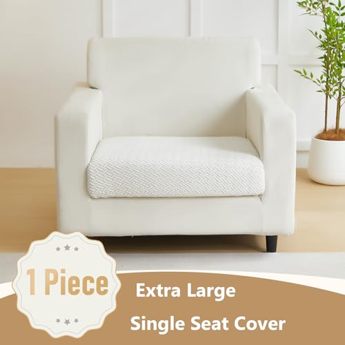 Couch Cushion Covers for Sofa Couch Covers Wear (Texture-cream White / Extra Large Single Seat Cover)