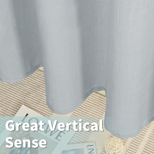 63 Inch Length Faux Linen Curtains for Bedroom 2 Panels (52"W x 63"L (Pack of 2) / Silver Grommet-haze Blue)