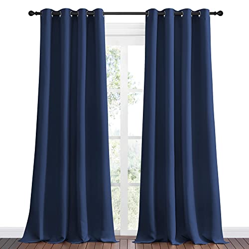 Blackout Curtains for Living Room Set of 2 (Navy / 55"W x 120"L (Pack of 2))