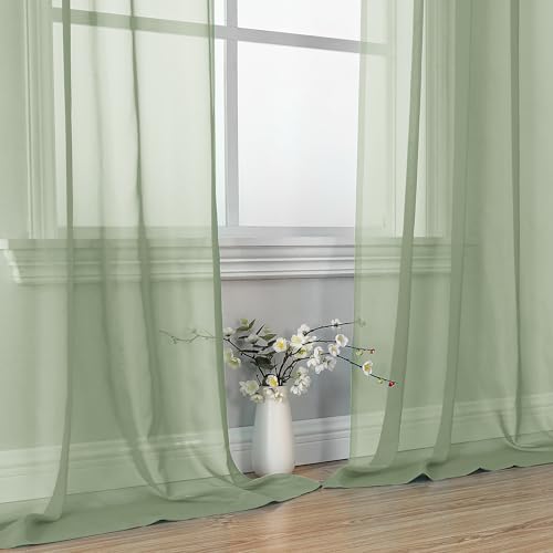 2 Pieces Bedroom Curtains 96" Length for Farmhouse (Sage Green / 42"W x 96"L (Pack of 2))