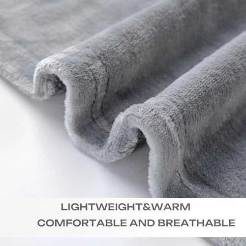 Grey Fleece Plush Throw Blanket 50"x60"for Couch Sofa Fuzzy Cozy Flannel (Grey / Throw(50"×60"))