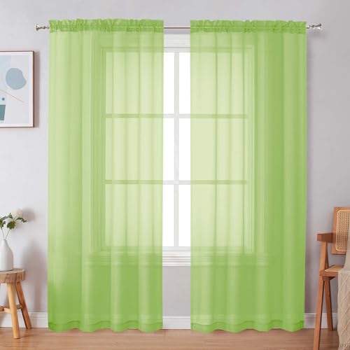 Lime Sheer Curtains 96 Inches Long (Lime / 42"W x 96"L (Pack of 2))