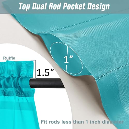 Turquoise Sheer Curtains 90 Inches Long 2 Panels (42"W x 90"L (Pack of 2) / Turquoise)