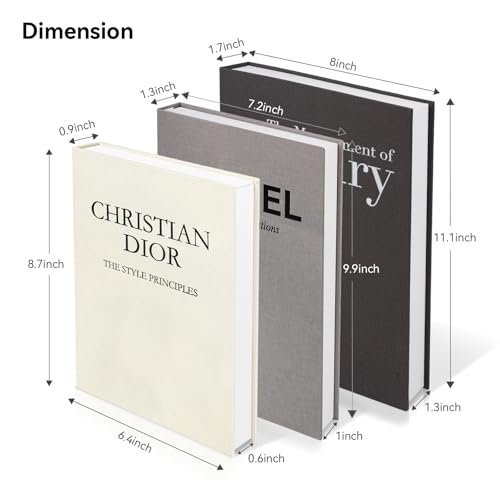 Decorative Books Set of 3 (Black-gray-beige / luxury)