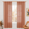 Light Filtering Linen Curtains 72 inches Long for Bedroom (Terracotta / 34"W x 72"L (Pack of 2))