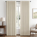 100% Blackout Linen Curtains 42 x 90 Inch Butter Cream 2 Panels (Butter Cream / 42"W x 90"L (Pack of 2))