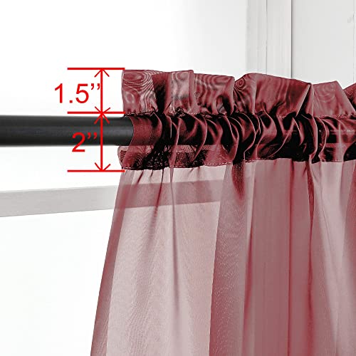 Burgundy Red Sheer Curtains 72 Inches Long 2 Panels Set (Burgundy / 42"W x 72"L (Pack of 2))