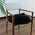 Round Fur Sheepskin Chair Cover Seat Cushion Pad Super Soft Area Rugs for Living Bedroom Sofa (Black / Round 16.5" (Pack of 1))