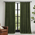 Green Velvet Blackout Curtains 90 inches for Bedroom Living Room (Olive Green / 52"W x 90"L (Pack of 2))