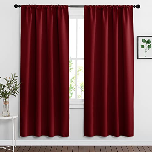 Blackout Curtains for Bedroom Living Room Nursery 72 inches Long (Burgundy Red / 42"W x 72"L (Pack of 2))