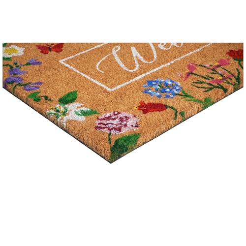 Butterfly Garden Welcome Doormat (Butterfly Garden Welcome / 1'5" x 2'5" (Rectangular))