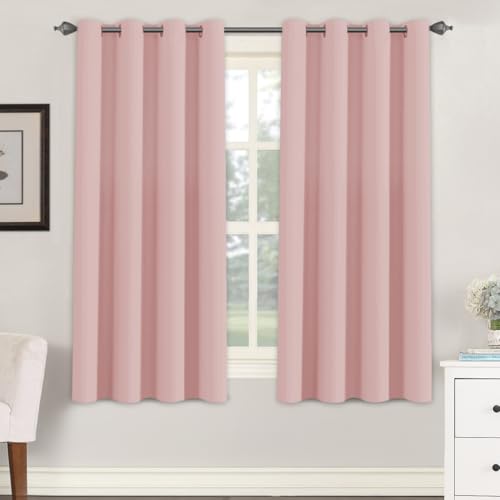 Blackout Curtain for Living Room Thermal Insulated Window Treatment Curtain Extra Long 63 inch Length Energy Saving Solid Grommet Top (52"W x 63"L (Pack of 1) / Baby Pink)