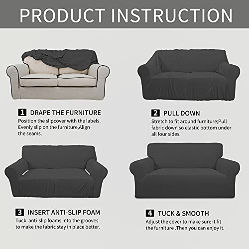 Stretch Couch Covers for Sofa Washable Large Dark Gray (Large Sofa / Dark Gray)