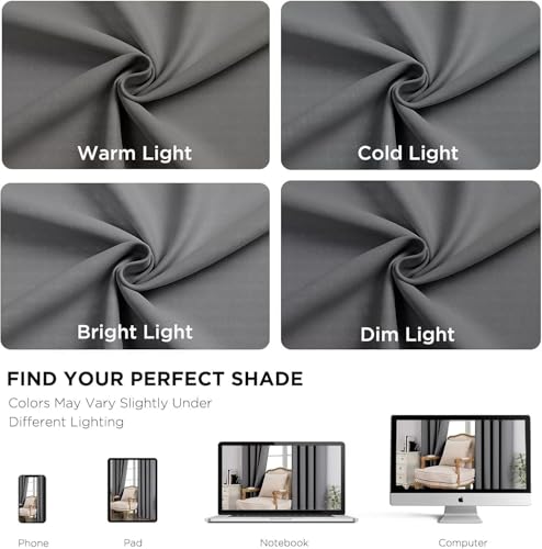 Blackout Curtains 63 Inch Length 2 Panels Set (Light Grey / 52"W x 63"L (Pack of 2))