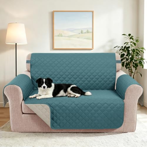 Oversized Loveseat Couch Cover for Dogs (Blue/Beige / Loveseat - Oversized (54"))