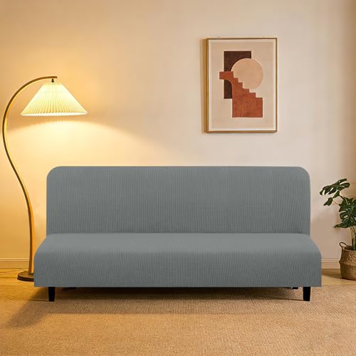 Stretch Futon Cover Armless Bed Slipcover (Grey / Futon)