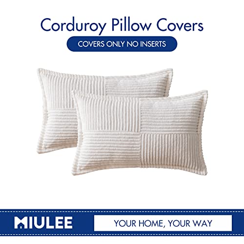 Decorative Lumbar Throw Pillow Covers 12x20 Inch White 2 Pack (White / 20" x 12" (Pack of 2))