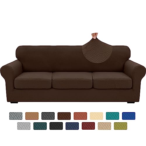 4 Piece Stretch X (91"-110"(3 Cushions) / Coffee)
