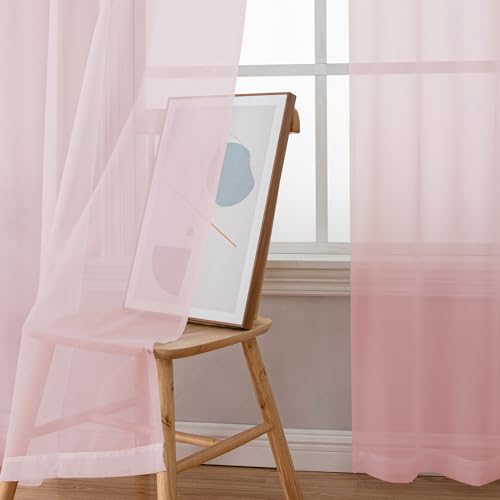 Blush Sheer Curtains 96 Inches Long (Blush / 59"W x 96"L (Pack of 2))