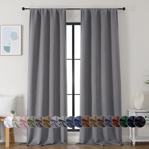 Ava Light Grey Blackout Curtains for Bedroom 90 Inches Long 2 Panels Set (Light Grey / 40"W x 90"L (Pack of 2))