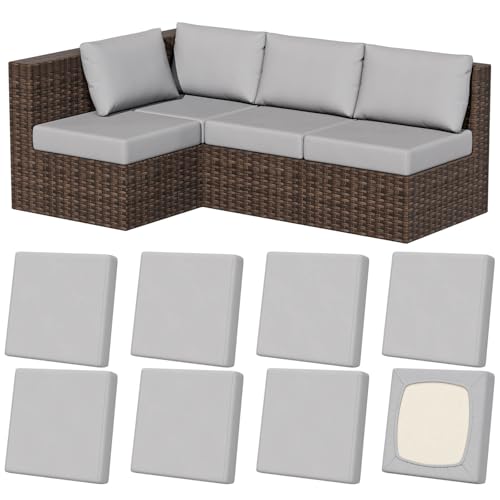 8Pcs Outdoor Cushion Covers (Air-grey / Square-large + Square)
