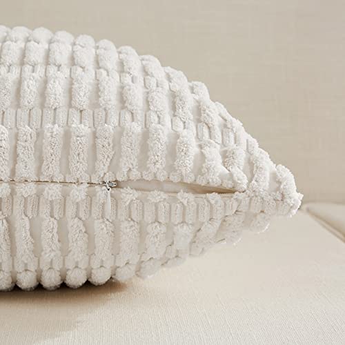 4 Packs Decorative Throw Pillow Covers for Living Room Couch Bed (20" x 20" (Pack of 4) / White)
