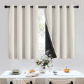 Cream 100% Blackout Curtains Room Darkening Living Room 36 Inch (Cream / 52"W x 36"L (Pack of 2))