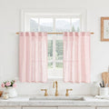 36 Inch Length Linen Semi Sheer Curtains for Small Windows 2 Panels (Pink / 34"W x 36"L (Pack of 2))