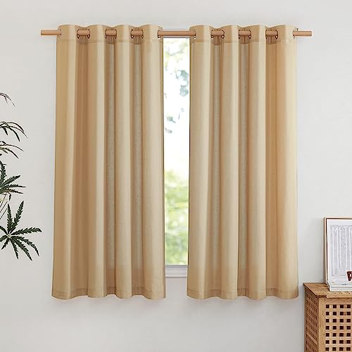 Thick Linen Burlap Curtains for Bedroom (Burlap / 55"W x 63"L (Pack of 2))
