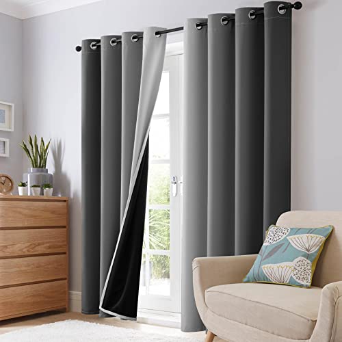 100% Blackout Ombre Bedroom Curtains Grey and Greyish White (52"W x 72"L (Pack of 2) / Gray White)