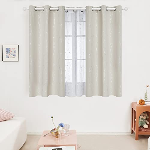 Living Room Curtains 54 Inches Long (Light Beige/Wave Dots / 42"W x 54"L (Pack of 2))