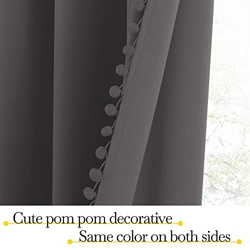 2 Panels Blackout Curtains (Dark Grey / 42"W x 63"L (Pack of 2))