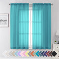 Turquoise Sheer Curtains 63 Inch Length 2 Panels Set (40"W x 63"L (Pack of 2) / Turquoise)