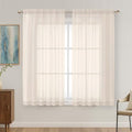 Cream Sheer Curtains 63 Inches Long 2 Panels Set (Cream / 59"W x 63"L (Pack of 2))