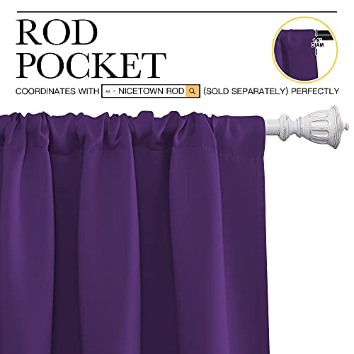 Blackout Purple Curtains for Living Room (Royal Purple / 42"W x 45"L (Pack of 2))