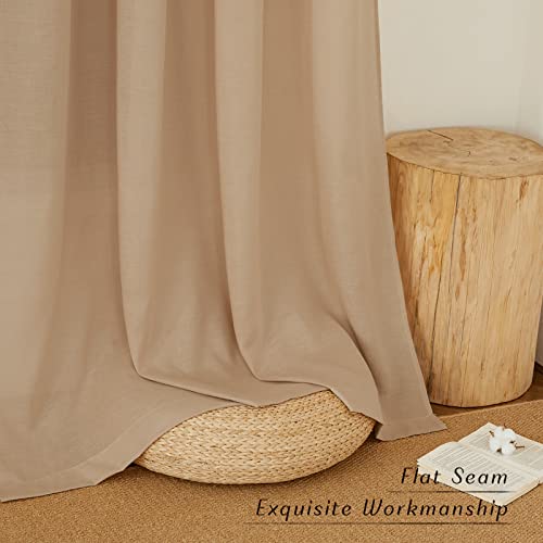 Living Room Curtains Camel Thick Linen Flax Texture (Camel / 55"W x 90"L (Pack of 2))