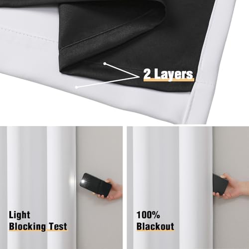 White 100% Blackout Curtains for Bedroom 54 Inches Long 2 Panels (52"W x 54"L (Pack of 2) / White)
