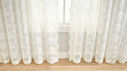 Vintage Lace Curtains 63 Inches Length (Ivory / 52"W x 63"L (Pack of 2))