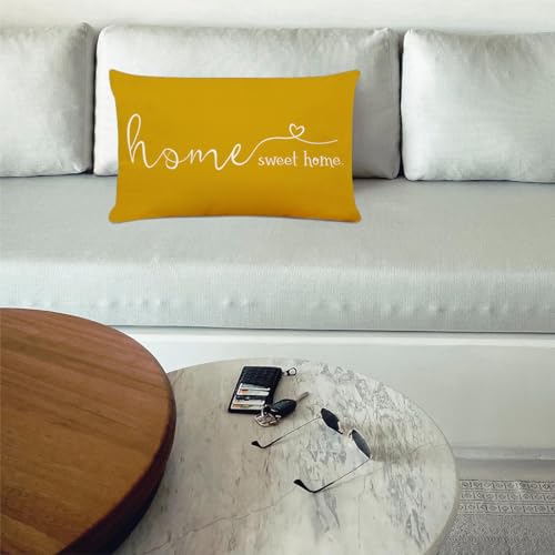 Home Sweet Home Quotes Farmhouse Pillow Covers 12x20 Inch (20" x 12" (Pack of 1) / Yellow)