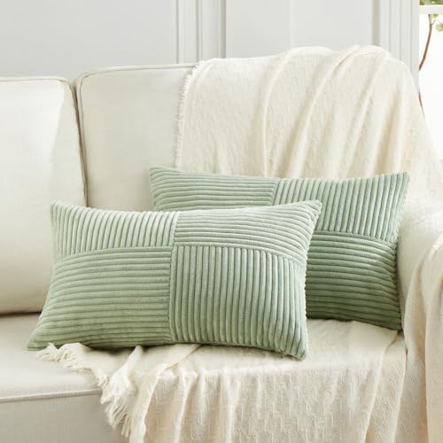 2 Packs Sage Green Lumbar Decorative Throw Pillow Covers 16x28 Inch for Living Room Couch Bed (Sage Green / 28" x 16" (Pack of 2))