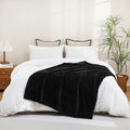 Black Fleece Throw Blanket 108”×90” for Couch Sofa Livingroom (Black / 108×90inch)