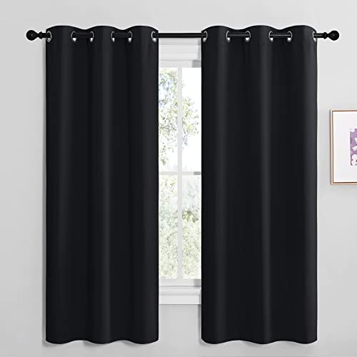 Black Blackout Curtains for Bathroom 42" Wide x 68" Long 2 Panels (Black / 42"W x 68"L (Pack of 2))
