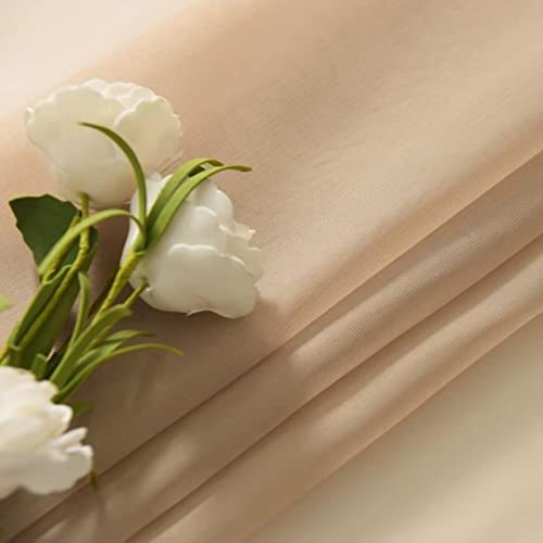 Sheer Voile Window Treatment Rod Pocket Curtain Panels for Kitchen Bedroom Living Room Drapes Sunlight Filtering Privacy Semi Home Decor Assorted (Beige / 52"W x 84"L (Pack of 2))