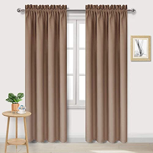 Blackout Curtains for Bedroom Living Room 38 x 84 Inch Long Khaki (Khaki / 38"W x 84"L (Pack of 2))