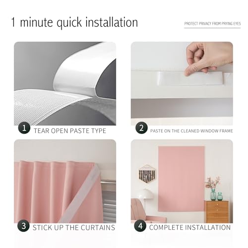 Self Adhesive Blackout Curtains (35"W x 59"L (Pack of 1) / Pink)